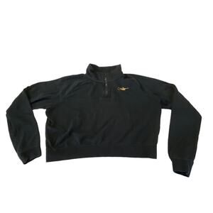 NIKE Black & gold Quarter Zip Fleece Hoodie Womens Size Medium
